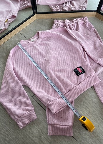 Pastel Pembe Kadife Kız Eşofman Takımı - Görsel 2