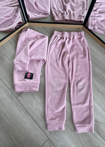 Pastel Pembe Kadife Kız Eşofman Takımı - Görsel 5