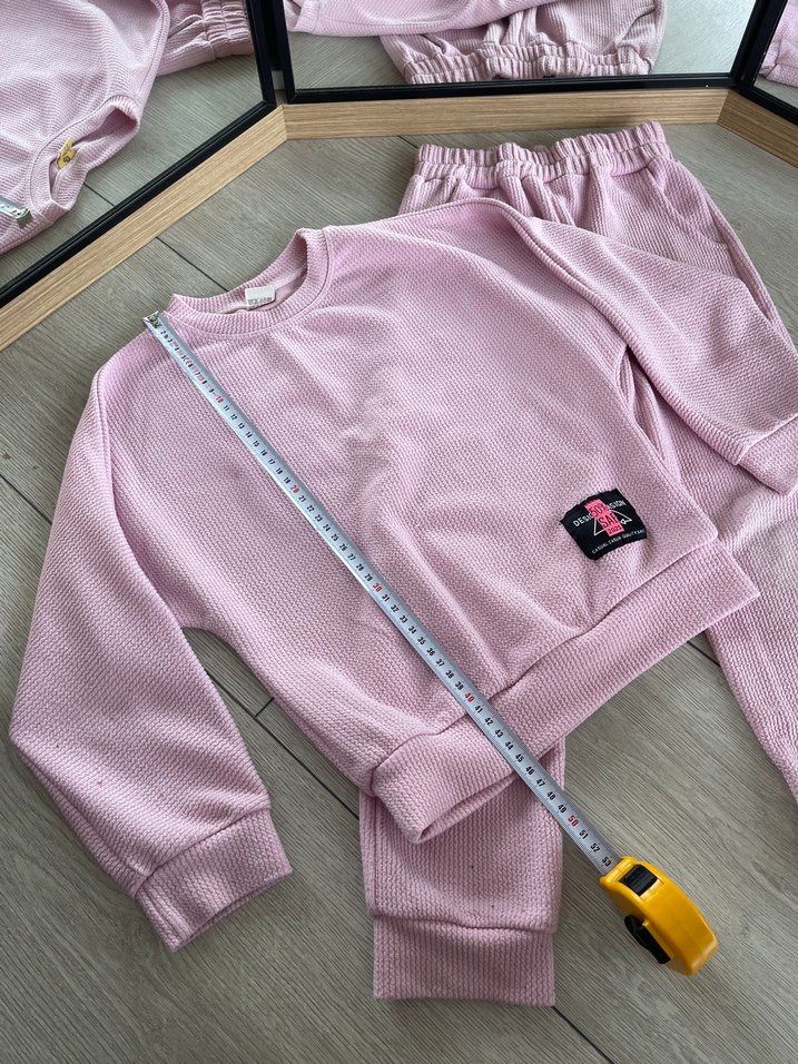 Pastel Pembe Kadife Kız Eşofman Takımı - Görsel 2