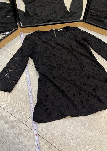 Dantelli Siyah Uzun Kollu Kadın Bluz - Görsel 3