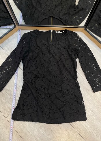 Dantelli Siyah Uzun Kollu Kadın Bluz - Görsel 2