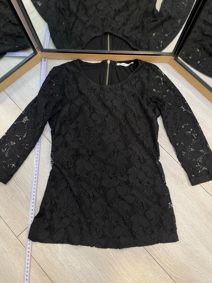 Dantelli Siyah Uzun Kollu Kadın Bluz - Görsel 2