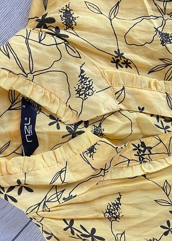 Düğmeli Sarı Uzun Keten Tunik - Görsel 5