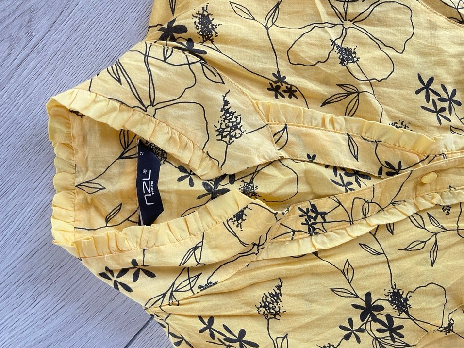 Düğmeli Sarı Uzun Keten Tunik - Görsel 5