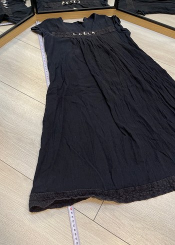 Siyah Keten Elbise - Görsel 2