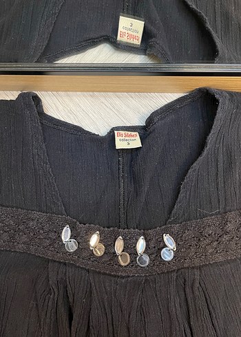 Siyah Keten Elbise - Görsel 5