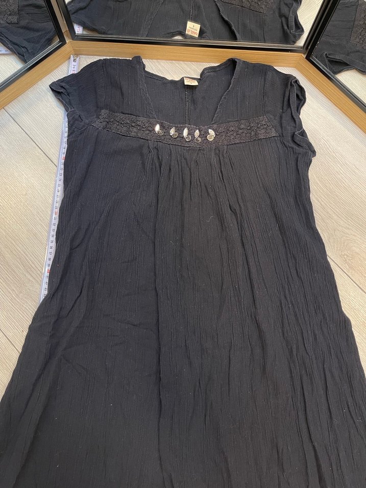 Siyah Keten Elbise - Görsel 4