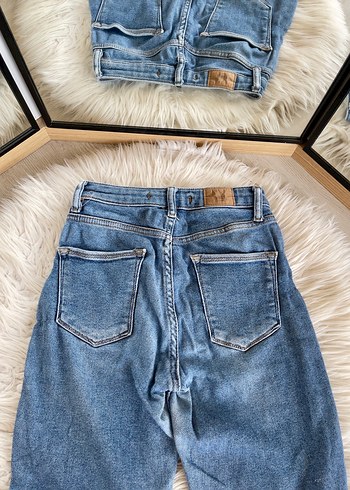 27 Beden Mavi Midi Boy Kadın Denim Pantolon