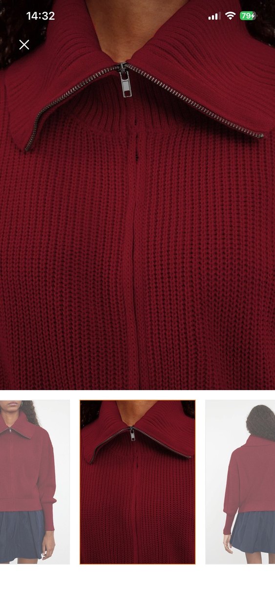 Bordo Yüksek Yaka Örgü Kadın ceket - Görsel 3