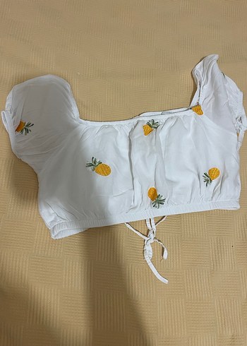 sırt bağlama detaylı beyaz Straplez top Bluz