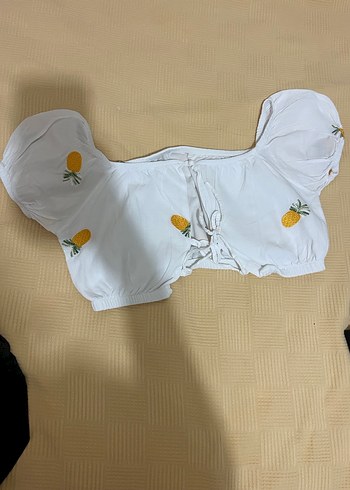 m Beden beyaz Renk sırt bağlama detaylı beyaz Straplez top Bluz
