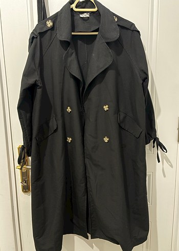 Siyah Kadın Uzun Trençkot - Görsel 5