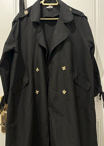 Siyah Kadın Uzun Trençkot - Görsel 4