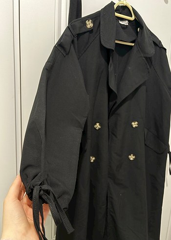 Siyah Kadın Uzun Trençkot - Görsel 2