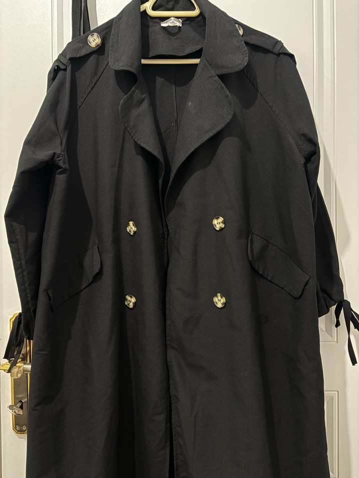 Siyah Kadın Uzun Trençkot - Görsel 4