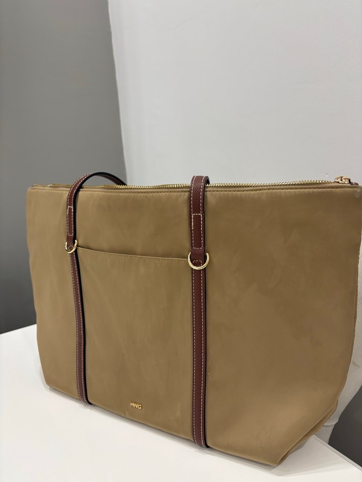 Bej Deri Kadın Günlük Çanta - Görsel 2