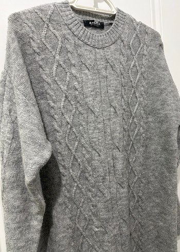 Gri Uzun Kollu Örgü Kadın Kazak - Görsel 6