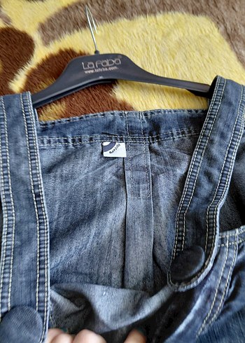 Kadın Lacivert Denim Midi Salopet Elbise - Görsel 2