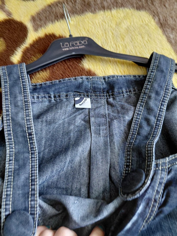 Kadın Lacivert Denim Midi Salopet Elbise - Görsel 2