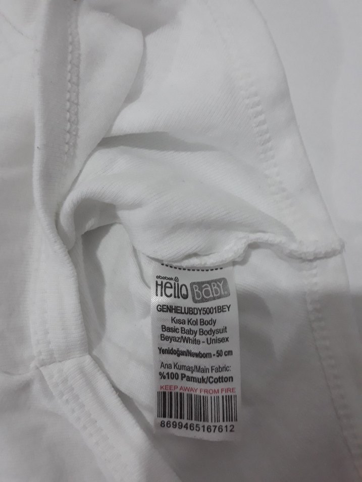 Bebek unisex Kısa Kollu Beyaz Body - Görsel 3