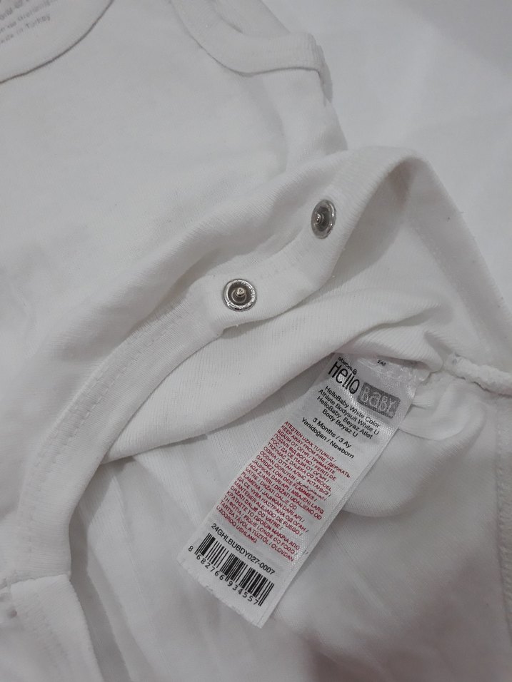 Bebek Erkek-kız  Beyaz Kolsuz Pamuklu zıbın - Görsel 3