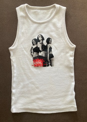 Beyaz Baskılı Rock Punk Atlet