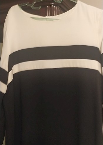 Uzun Siyah Çizgili Salaş Elbise - Görsel 2