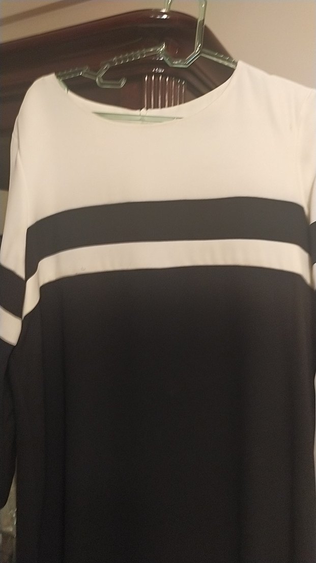 Uzun Siyah Çizgili Salaş Elbise - Görsel 2