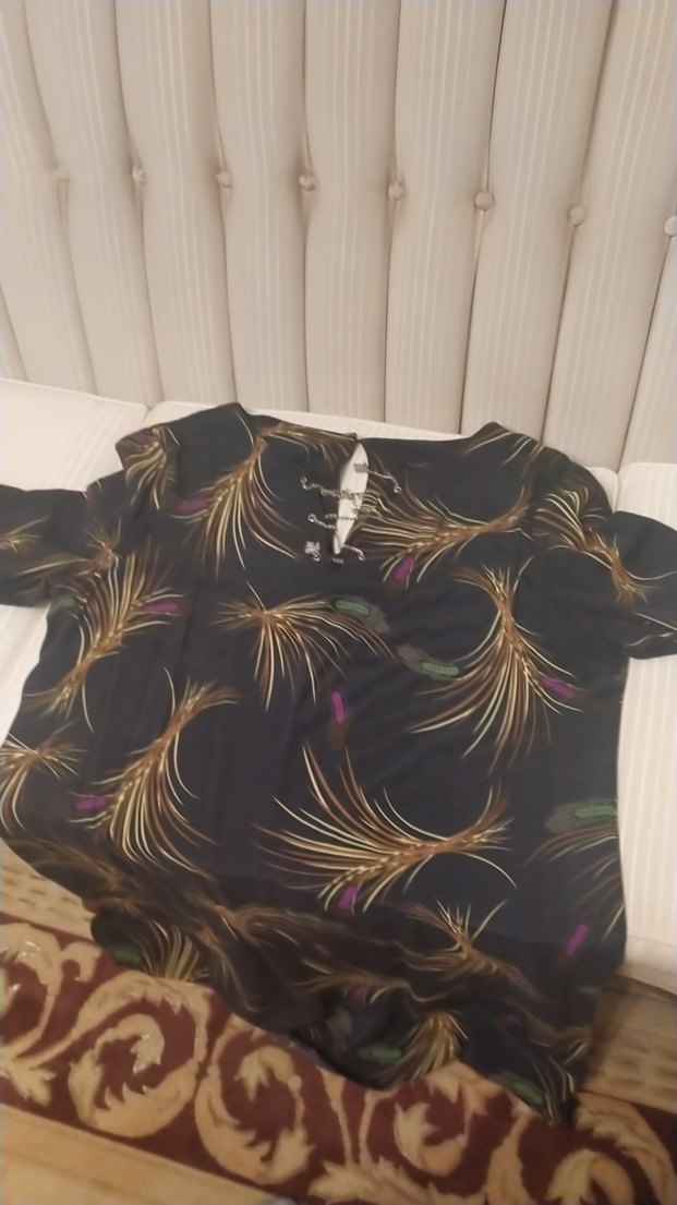 Uzun Siyah Desenli Bohem Kadın Elbise - Görsel 2