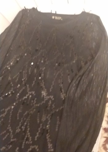 Siyah Nakışlı Midi Uzun Kollu Elbise - Görsel 2