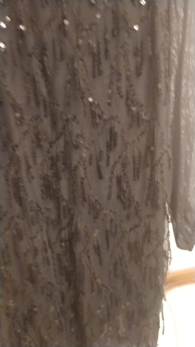 Siyah Nakışlı Midi Uzun Kollu Elbise - Görsel 3