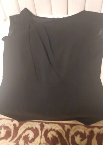 Siyah V Yakalı Klasik Midi Elbise - Görsel 2