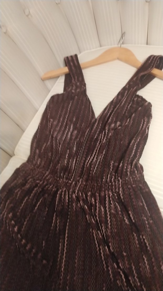 Kahverengi Piliseli Uzun Kadın Tulum - Görsel 3