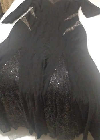 Nakışlı Drapeli Lacivert Uzun Abiye Elbise - Görsel 3