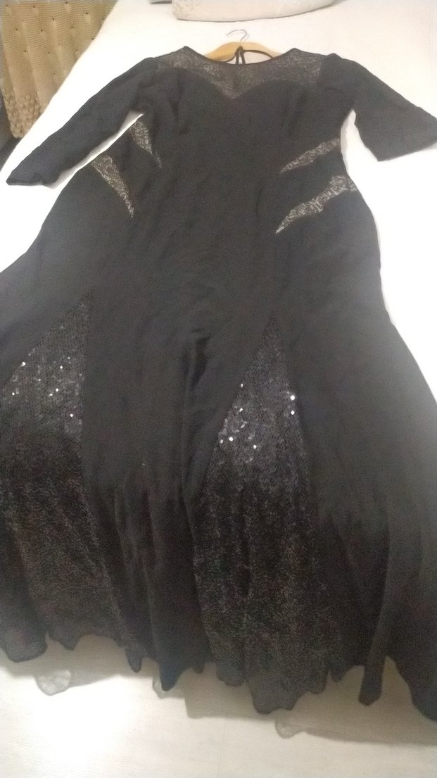 Nakışlı Drapeli Lacivert Uzun Abiye Elbise - Görsel 3