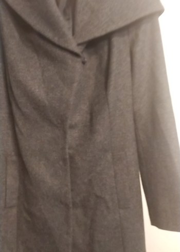 Gri Uzun Kadın Kaban, Drapeli, İş Stili - Görsel 2