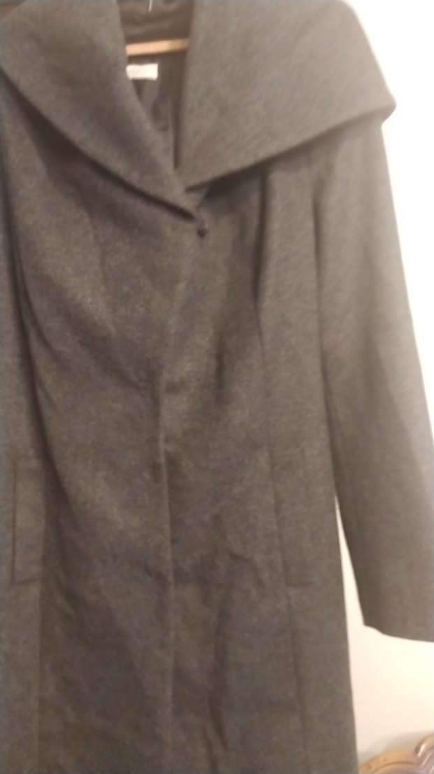 Gri Uzun Kadın Kaban, Drapeli, İş Stili - Görsel 2