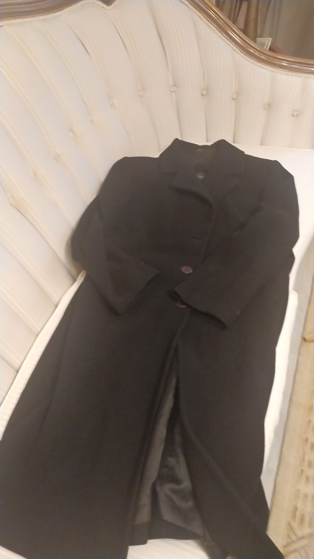 Düğmeli Siyah Kadın Ofis Kabanı - Görsel 2