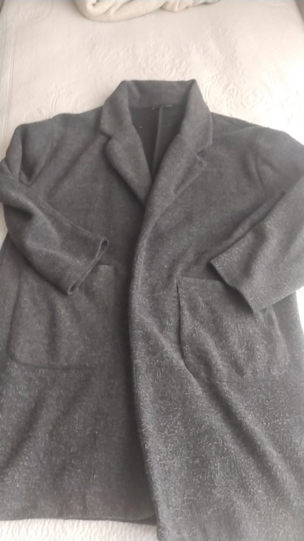 Gri Midi Yün Kadın Kaban - Görsel 2