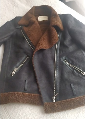 Kahverengi Kürklü Biker Deri Ceket - Görsel 3