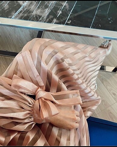 l Beden camel Renk Roaa Design gece elbisesi