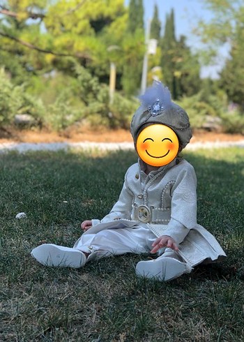 18-24 Ay Beden Sade Beyaz Erkek Çocuk Sünnet Kıyafeti