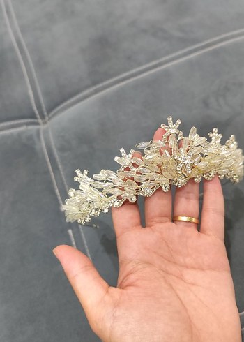 Henna Gelinlik Işıltılı Beyaz Gelin Tacı