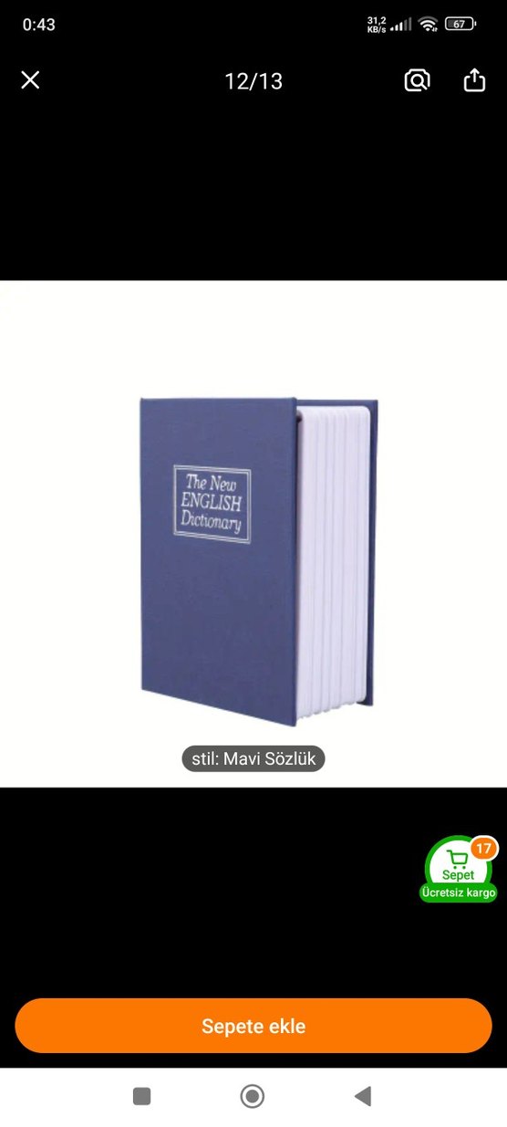 Kitap Görünümlü Gizli Kasa -mavi renk - Görsel 2