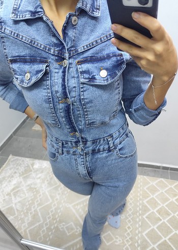 Düğmeli Açık Mavi Kadın Kot Pantolon - Görsel 3