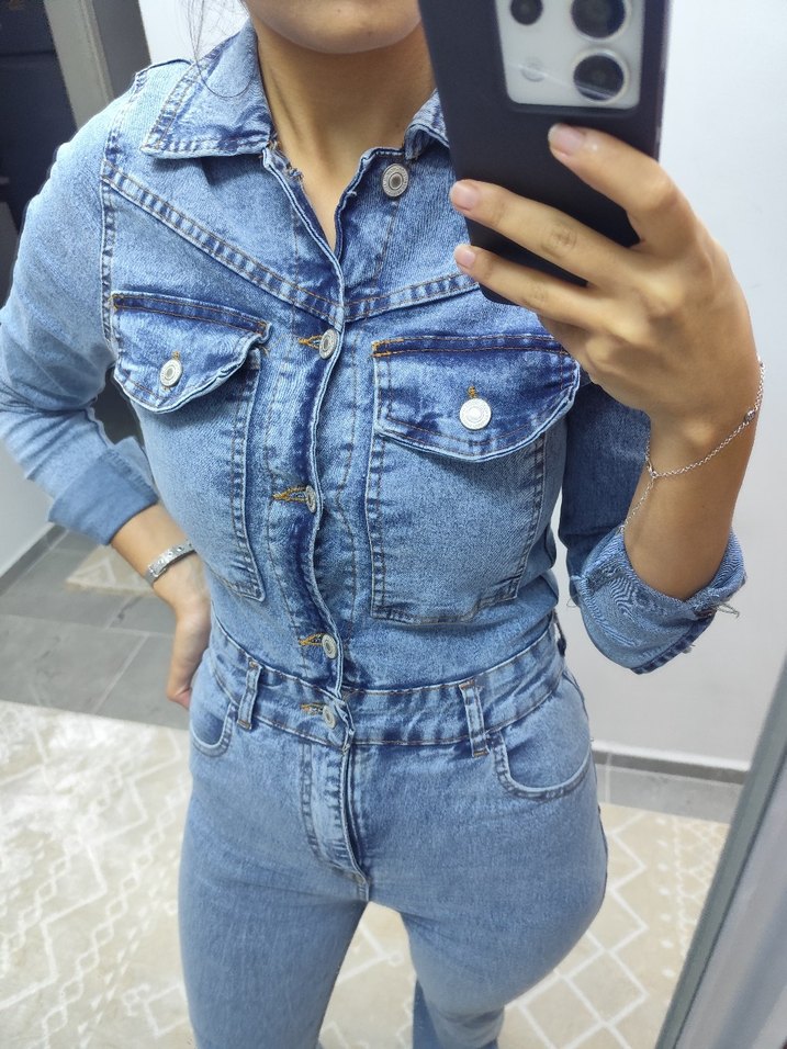 Düğmeli Açık Mavi Kadın Kot Pantolon - Görsel 2