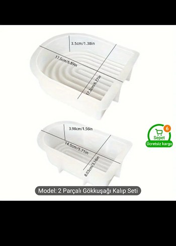 iki adet silikon kalıp mum icin