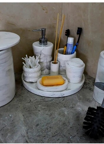  Beden beyaz Renk Mermer desenli beton banyo seti 5 prc
