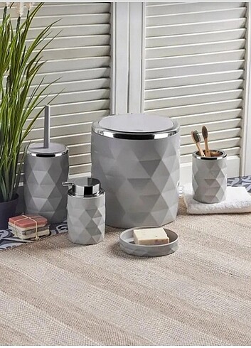 Perotti Diamond 5li Akrilik Plastik Banyo Seti Rose 