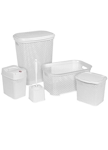 Sağlam Plastik Damla 5'li Çeyiz Seti Beyaz 